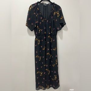 Madewell Georgette V-neck Dolman Sleeve Midi Dress